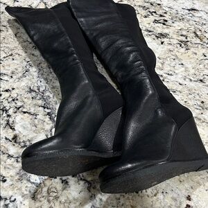 Sz 9.5 Vince Camuto Black Over the Knee Wedge Boots